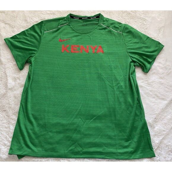 Nike Dri Fit KENYA TEAM ISSUED RUNNING Shirt Green CT0105-320 Men's XL NO TAGS - Picture 1 of 11
